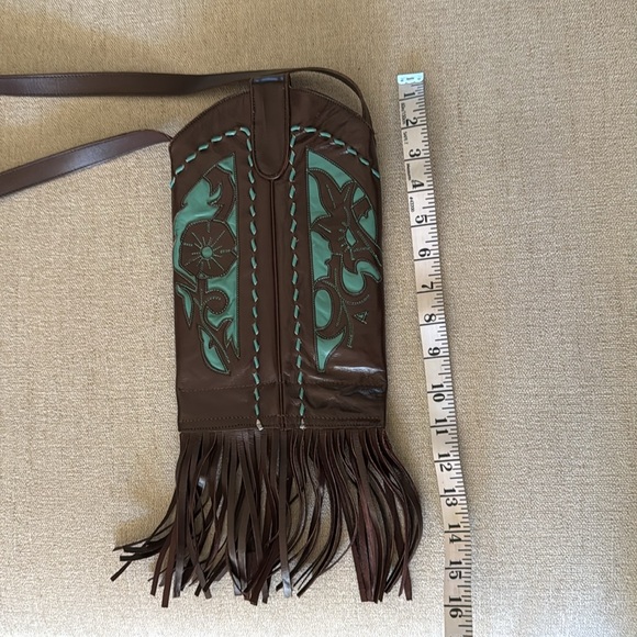 RARE FIND The Old Gringo Cowboy boot top leather, fringe, detailed brads/stich - Picture 2 of 10